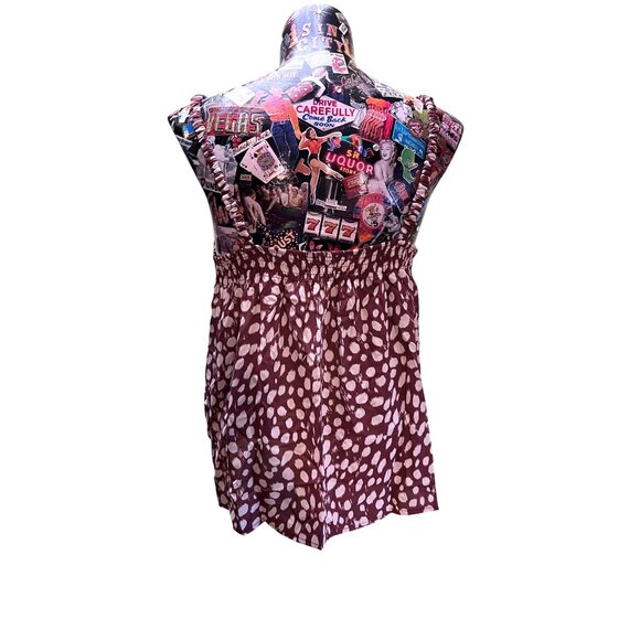 Papermoon Womens Sleeveless Polka Dot Tank Top Blouse 2X Burgundy & White - Picture 2 of 3